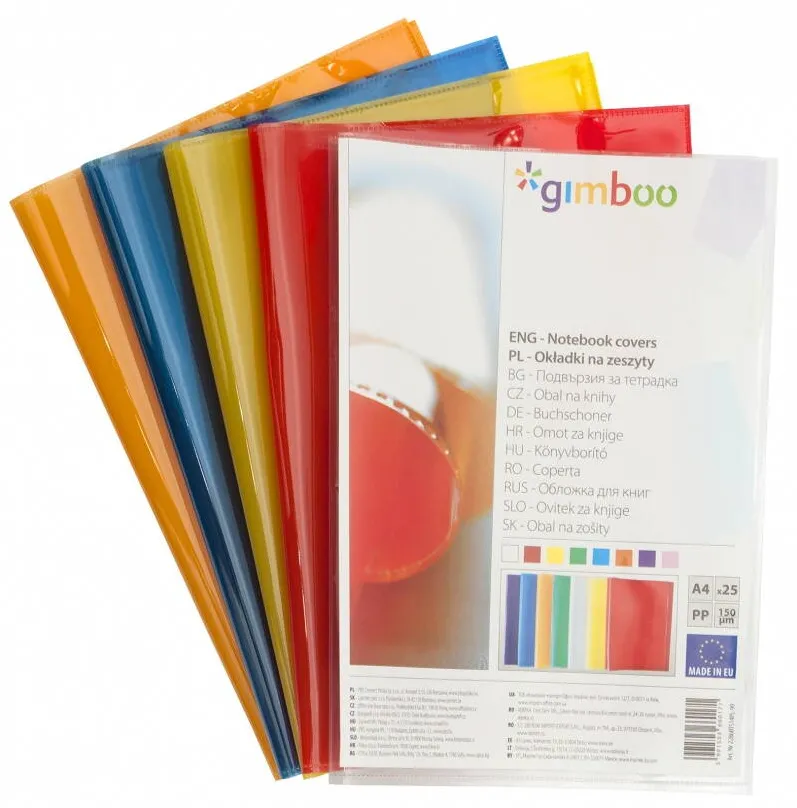 GIMBOO Coperti caiete scolare A4, 25 buc/set, GIMBOO - culori asortate