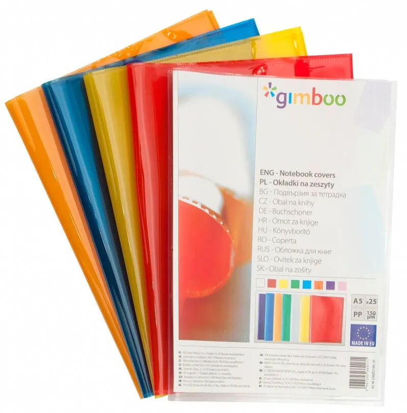 GIMBOO Coperti caiete scolare A5, 25 buc/set, GIMBOO - transparent cristal