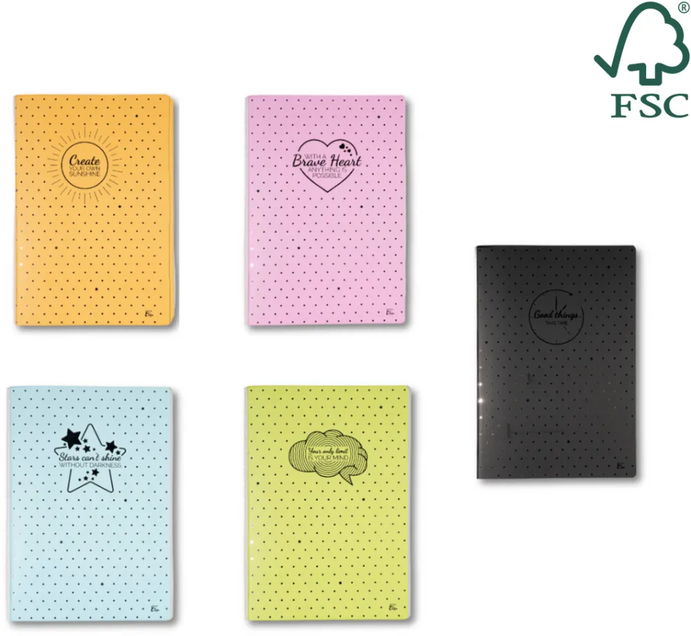 Caiete scolare import Caiet A4, 60 file, 80gsm, coperta carton 300gsm, design dots - dictando