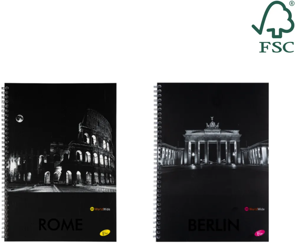 Caiete scolare import Caiet cu spirala, A4, 70 file, 70gsm, coperta carton 300gsm, design cities by night - dictando