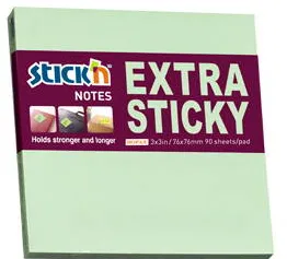 Hopax Notes autoadeziv extra-sticky 76 x 76mm, 90 file, Stick"n - verde pastel