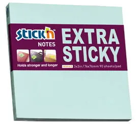 Hopax Notes autoadeziv extra-sticky 76 x 76mm, 90 file, Stick"n - albastru pastel