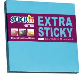 Hopax Notes autoadeziv extra-sticky 76 x 76mm, 90 file, Stick"n - albastru neon