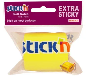 Hopax Rezerva notes autoadeziv in rola, pentru dispenser, 50 mm x 10 m, Stick"n - galben neon