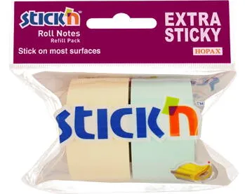 Hopax Rezerva notes autoadeziv in rola, pentru dispenser, 25mm x 10m, 2 buc/set, Stick"n -2 culori pastel