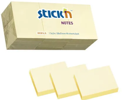 Hopax Notes autoadeziv 38 x 51 mm, 12 x 100 file/set, Stick"n - galben pastel