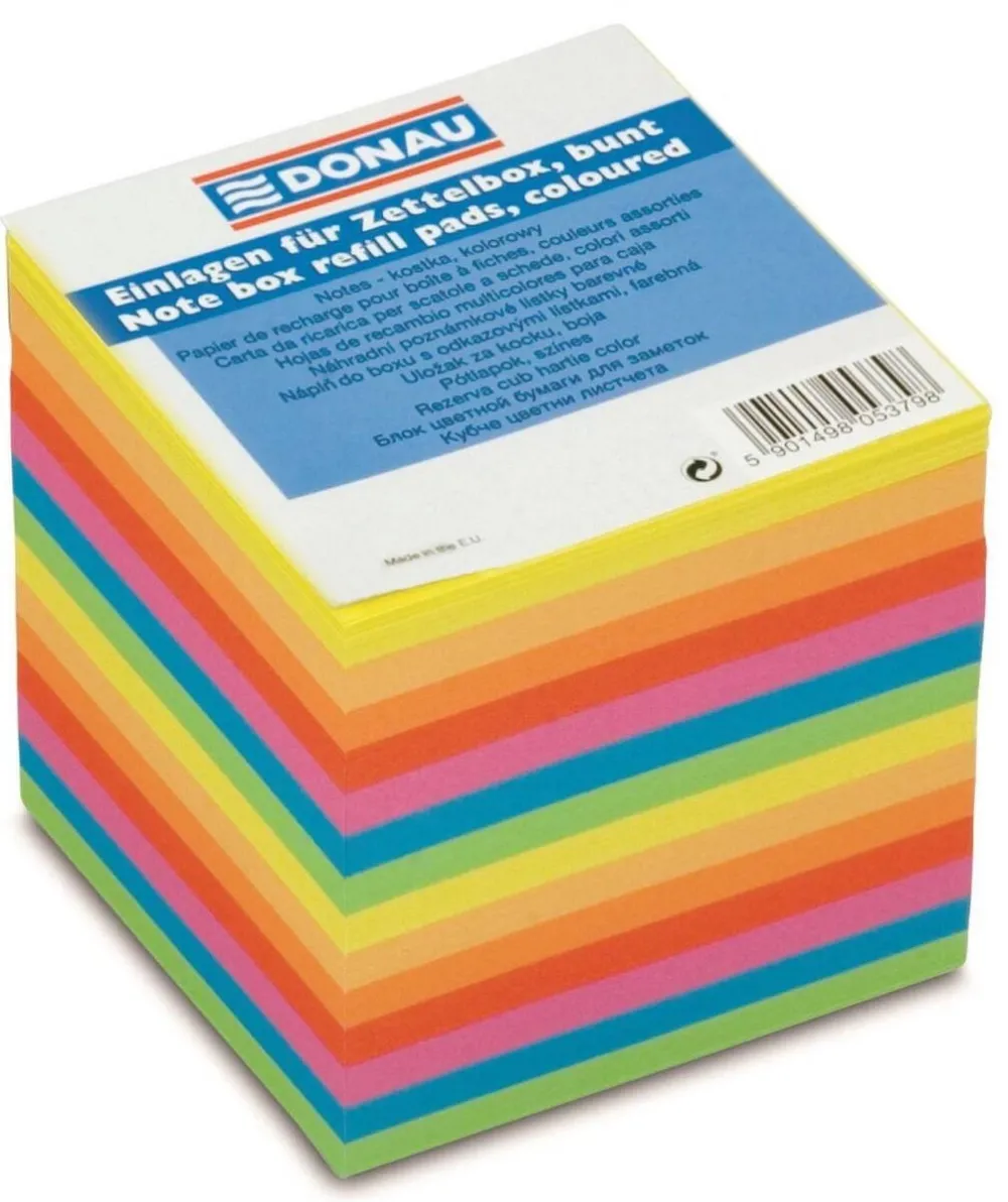 DONAU Cub hartie 90x90x90mm, 700 file - lipite pe o latura, DONAU - hartie culori asortate