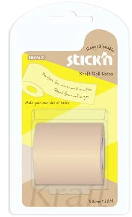 Hopax Notes autoadeziv in rola, cu dispenser, 50 mm x 10 m, Stick"n - kraft