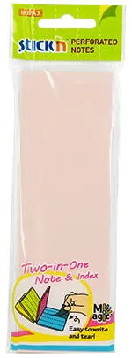 Hopax Notes autoadeziv perforat 51 x 150 mm, 60 file, (2 in 1 - notes/index), Stick"n - 4 culori pastel