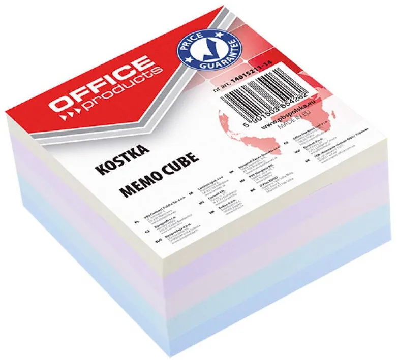 Office Products Cub hartie 85x85x40mm, Office Products - hartie culori pastel asortate