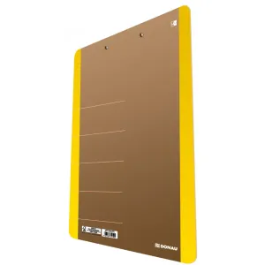 DONAU Clipboard dublu A4, carton 900gsm, colturi rotunjite, DONAU Life - margine galbena