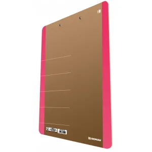 DONAU Clipboard dublu A4, carton 900gsm, colturi rotunjite, DONAU Life - margine roz
