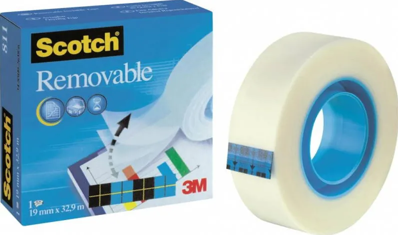 3M-Scotch Banda adeziva transparent mata, repozitionabila, 19mm x 32.9m, 3M - SCOTCH Removable
