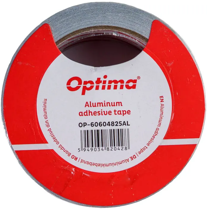 Optima Banda adeziva din aluminiu, 48mm x 25 m, 60 microni, Optima - argintie