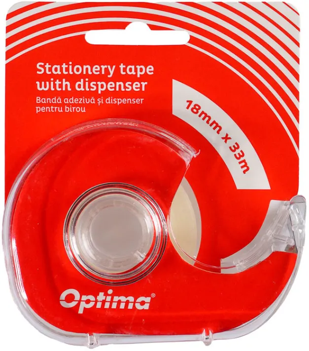 Optima Dispenser cu banda adeziva transparenta 18mm x 33m, Optima - transparent