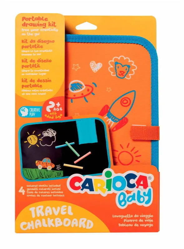 Carioca Tabla de colorat cu creta, format A4, pliabila, contine 4 bucati de creta, CARIOCA Baby