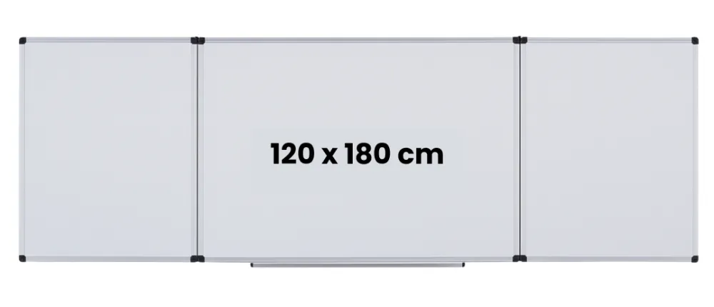 Sisteme afisare Optima Tabla alba magnetica, triptica, 120x180cm + 2 x 90x120cm, cu 5 suprafete de scris, Optima