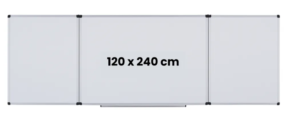 Sisteme afisare Optima Tabla alba magnetica, triptica, 120x240cm + 2 x 120x120cm, cu 5 suprafete de scris, Optima