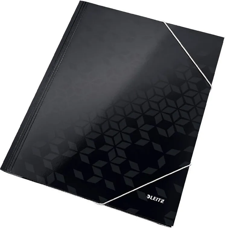 Leitz Mapa cu elastic LEITZ WOW, carton laminat, FSC, A4, 250 coli, negru