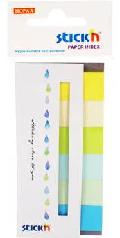 Hopax Stick index hartie color 45 x 15 mm, 6 x 30 file/set, Stick"n - 6 culori neon si pastel