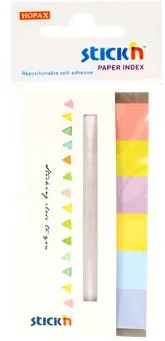Hopax Stick index hartie color 45 x 15 mm, 6 x 30 file/set, Stick"n - 6 culori alb/neon