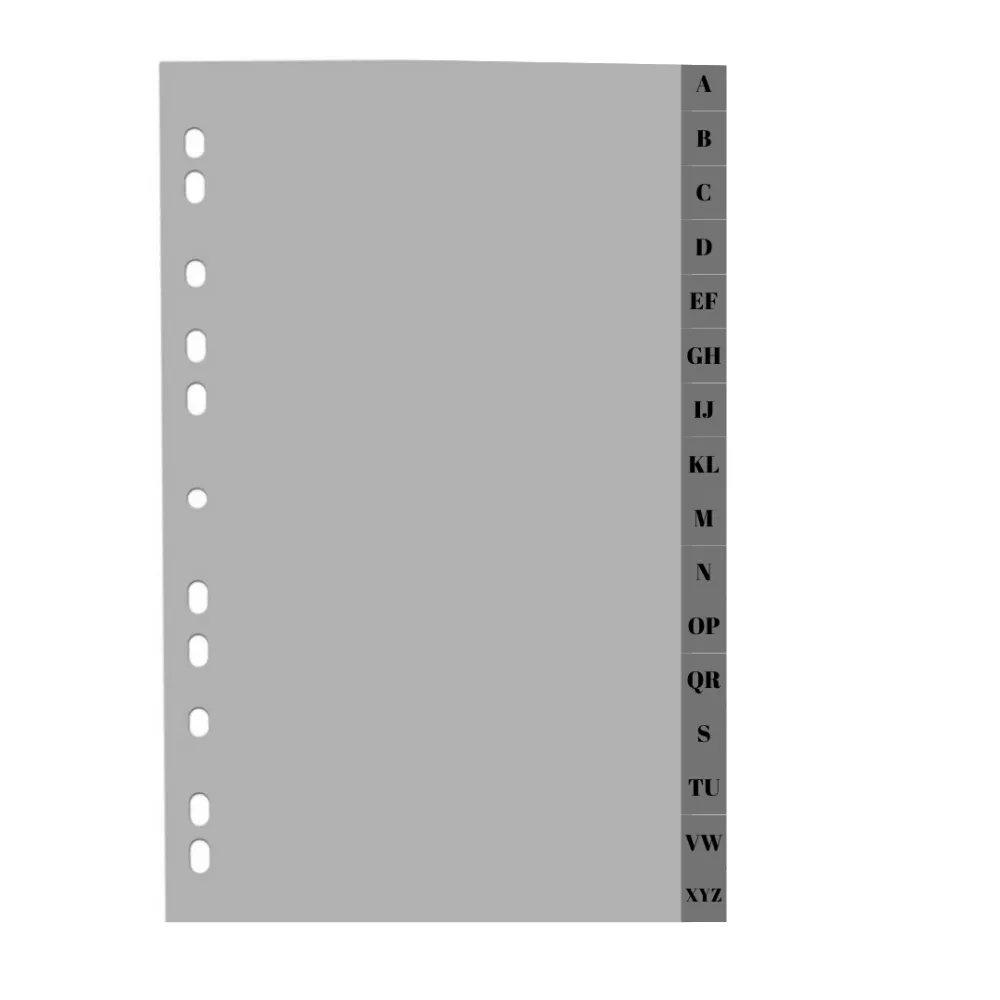 Optima - prod din plastic Index plastic gri, A4, 120 microni, alfabetic A-Z, Optima