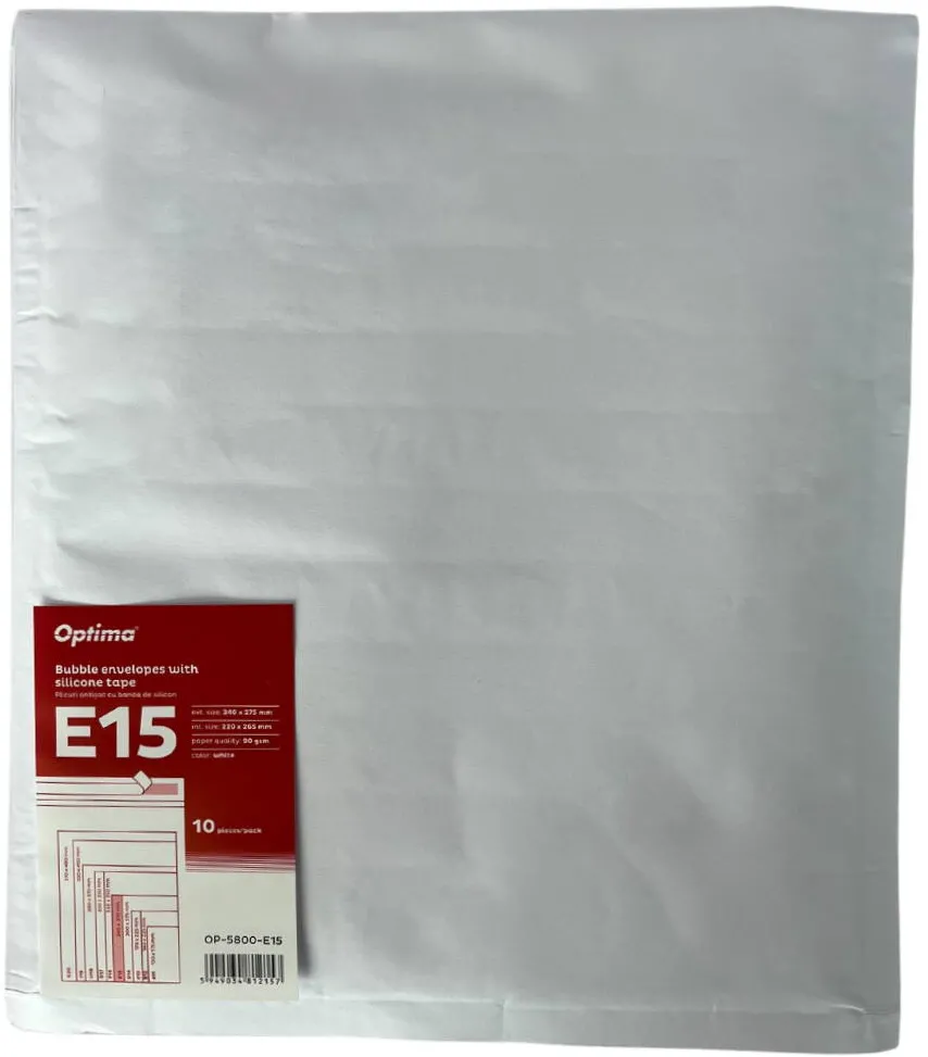 Plicuri Optima Plic antisoc E15, 240x275mm - ext., 220x265mm - int., lipire siliconica, 10 buc/set, Optima - alb