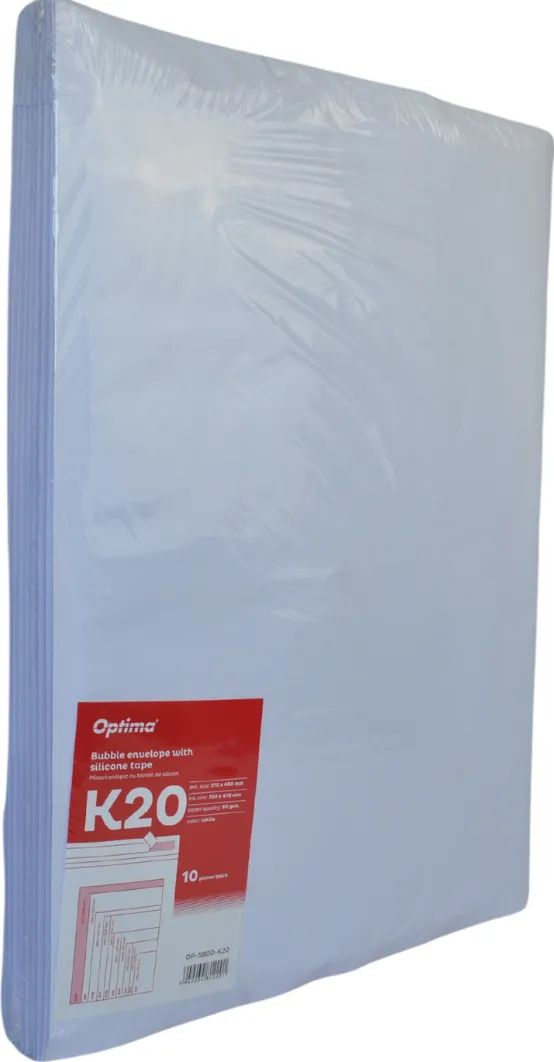 Plicuri Optima Plic antisoc K20, 370x480mm - ext., 350x470mm - int., lipire siliconica, 10 buc/set, Optima - alb