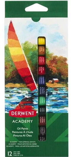 DERWENT Culori ulei DERWENT Academy, 12 ml, 12 buc/set, diverse culori