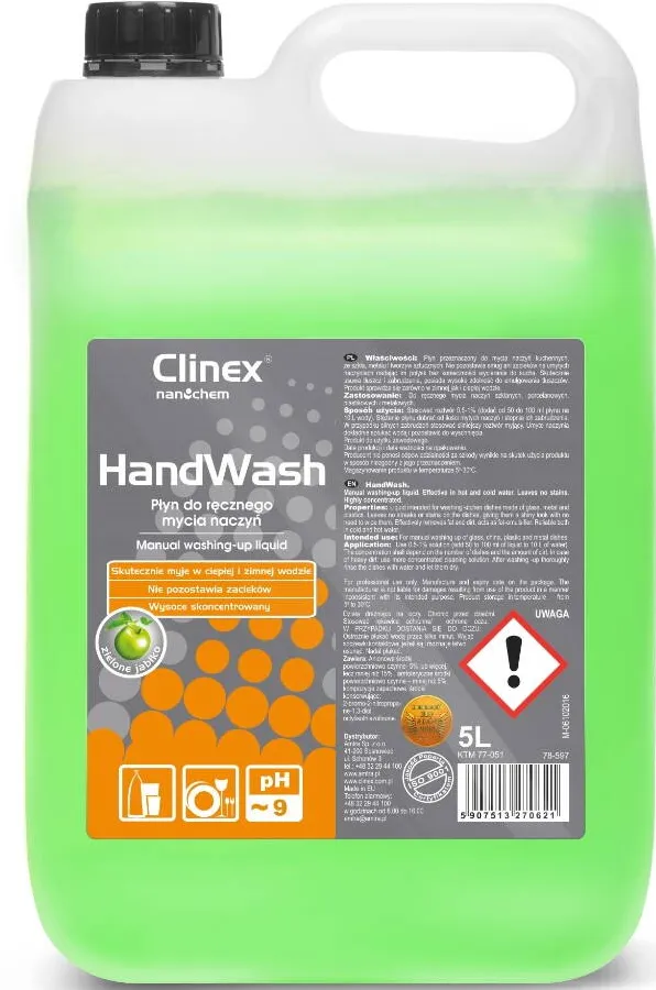 Clinex Hand Wash, 5 litri, detergent lichid pentru degresarea vaselor - cu miros de mar