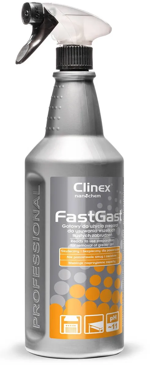 Clinex FastGast, 1 litru, cu pulverizator, solutie degresare suprafete murdare de grasime dificila