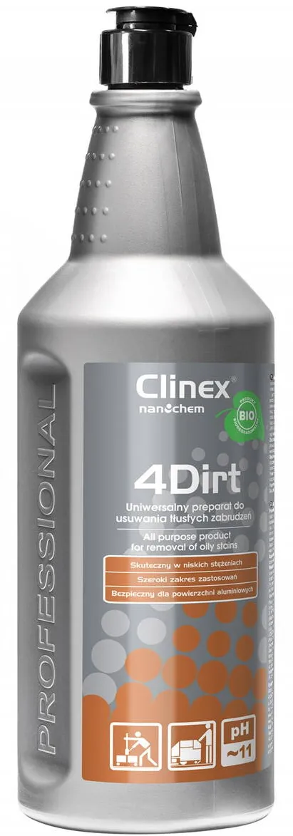 Clinex 4Dirt, 1 litru, detergent concentrat, universal, pt. degresare si curatare suprafete murdare