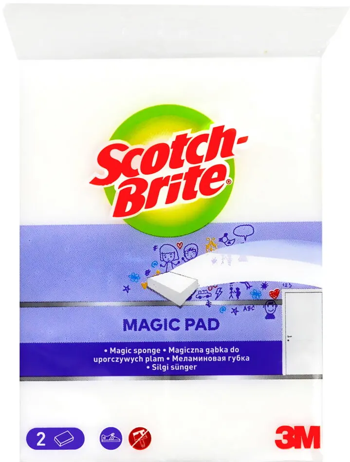 3M–articole curatenie Burete pentru curatat suprafete solide, 2 buc/set, 3M SCOTCH BRITE EE2 Stain Eraser - alb