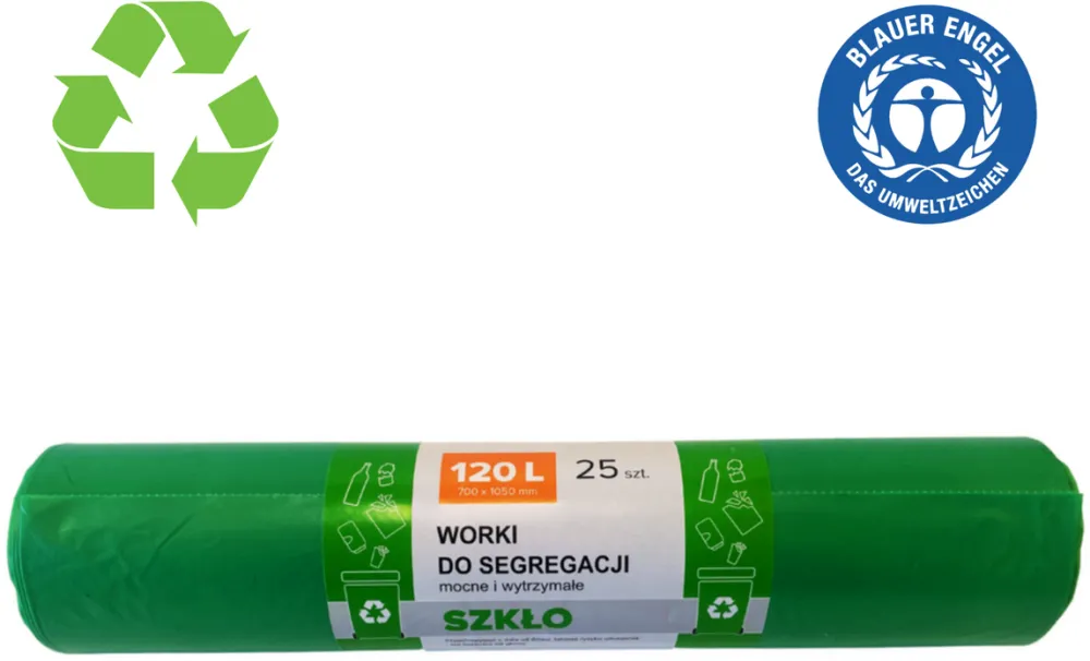 Resaco Saci plastic reciclat, standard, 120L, 69x105cm, 38 mic, 25buc/rola, RESACO - verzi-deseuri sticla