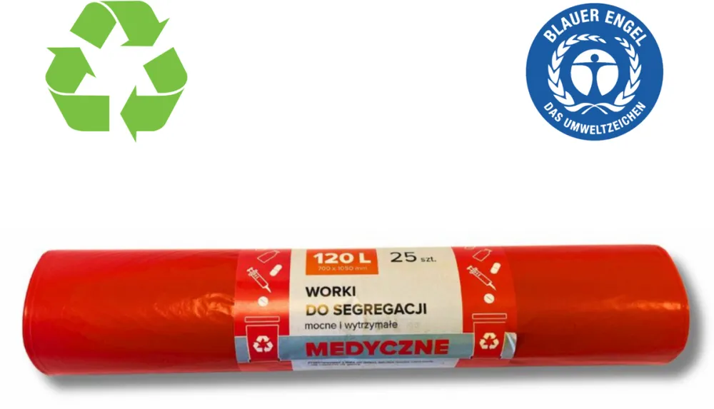 Resaco Saci plastic reciclat, standard, 120L, 69x105cm, 27 mic, 25buc/rola, RESACO - rosii-deseuri medicale