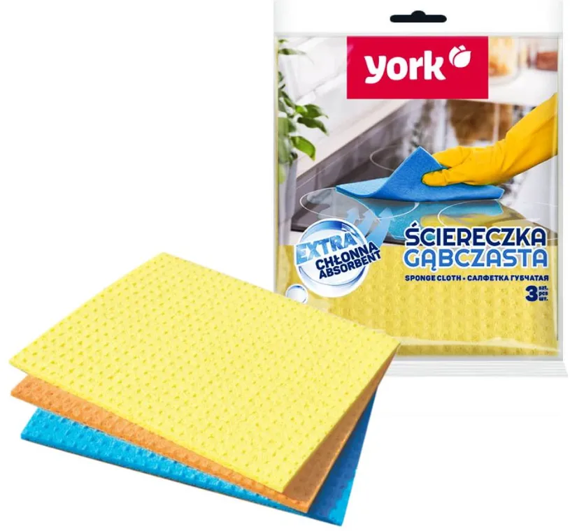 York Lavete umede, absorbante, 17.5 x 15.5cm, 3buc/set, YORK - culori asortate