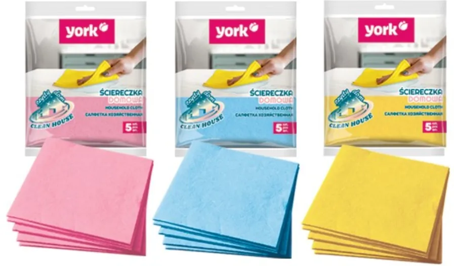 York Lavete universale, 35 x 35cm, 5 buc/set, 70% vascoza, YORK - galbene sau albastre