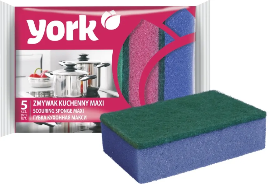 York Bureti pentru spalat vase, 10x7x3cm, 5 buc/set, YORK Maxi - culori asortate