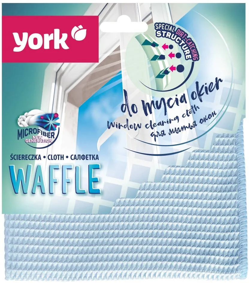 York Laveta microfibra generatie noua, 35 x 35cm, pentru suprafete diverse, YORK Waffle - bleu