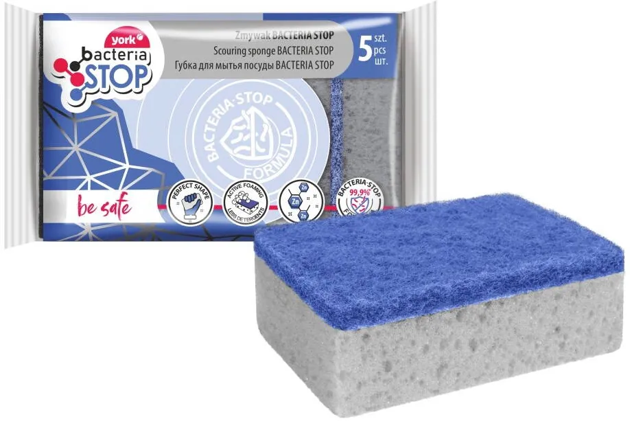 York Bureti pentru spalat vase, 9x6x3cm, igienizat cu Ultra-Fresh DW 30, 5 buc/set, YORK Bacteria Stop