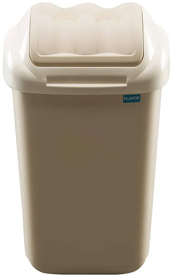 Plafor Cos plastic cu capac batant, pentru reciclare selectiva, capacitate 50l, PLAFOR Fala - cappuccino
