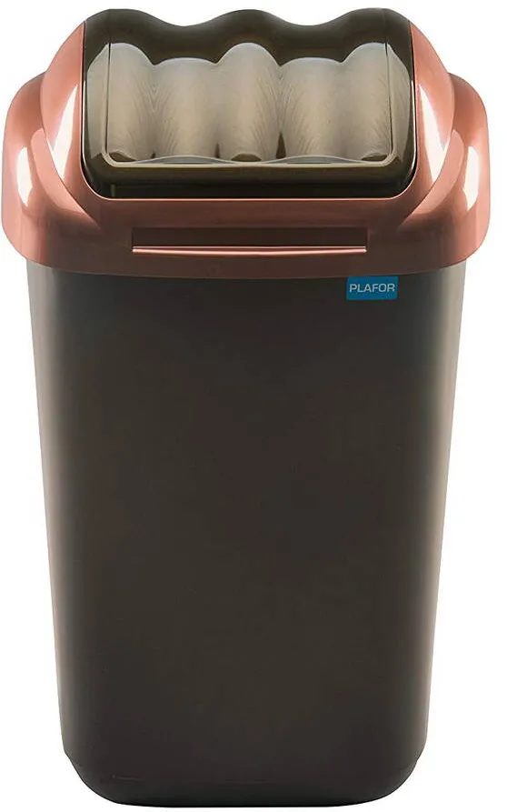 Plafor Cos plastic cu capac batant, pentru reciclare selectiva, capacitate 50l, PLAFOR Fala - negru auriu
