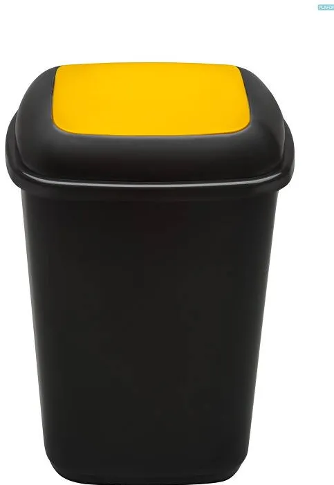 Plafor Cos plastic reciclare selectiva, capacitate 28l, PLAFOR Quatro - negru cu capac galben - plastic