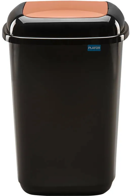 Plafor Cos plastic reciclare selectiva, capacitate 45l, PLAFOR Quatro - negru cu capac maro - bio