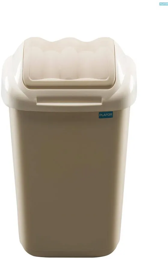 Plafor Cos plastic cu capac batant, pentru reciclare selectiva, capacitate 15l, PLAFOR Fala - cappuccino