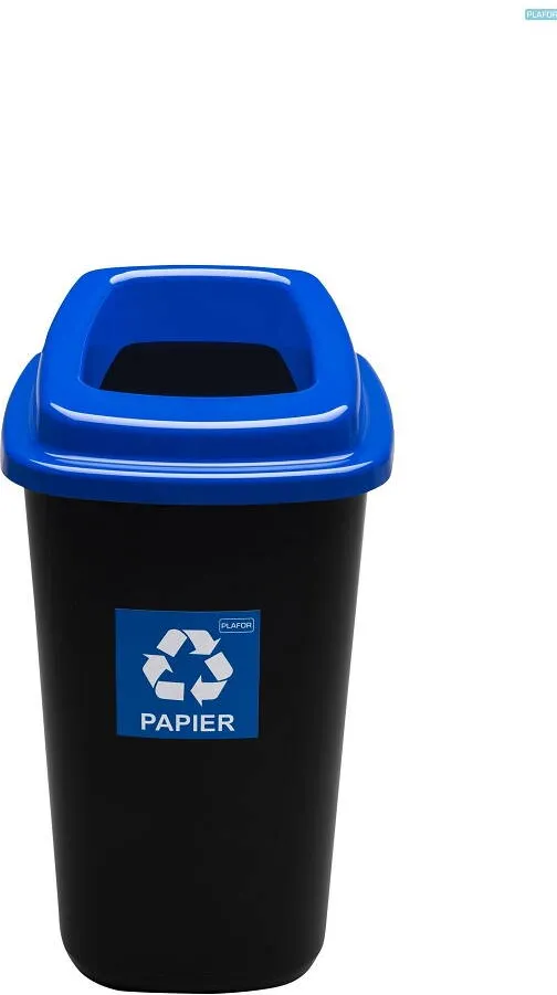Plafor Cos plastic reciclare selectiva, capacitate 45l, PLAFOR Sort - negru cu capac albastru - hartie