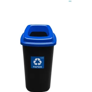 Plafor Cos plastic reciclare selectiva, capacitate 90l, PLAFOR Sort - negru cu capac albastru - hartie