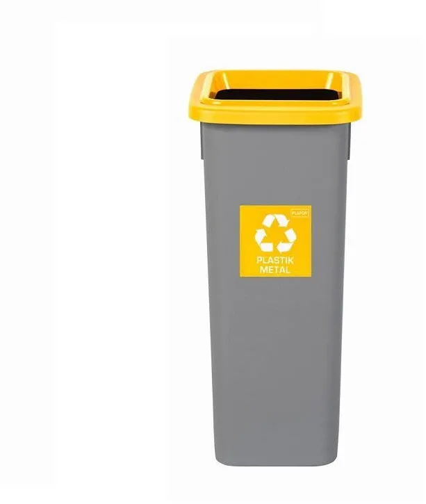 Plafor Cos plastic reciclare selectiva, capacitate 53l, PLAFOR Fit - gri cu capac galben - plastic