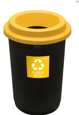 Plafor Cos plastic reciclare selectiva, capacitate 50l, PLAFOR Eco - negru cu capac galben - plastic