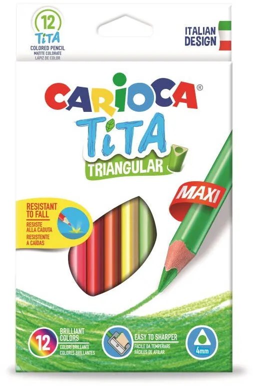 Carioca Creioane colorate CARIOCA Tita Maxi, hexagonale, flexibile, 12 culori/cutie